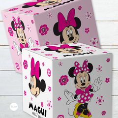 caja cubo imprimible cumpleaños minnie mouse, caja minnie, souvenir minnie