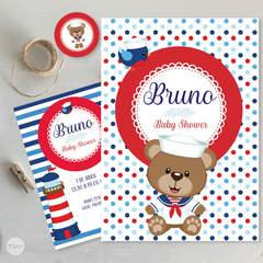 Kit imprimible osito marinero oso bear candy bar cumpleaños tukit - comprar online