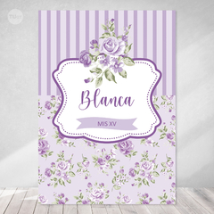 Kit imprimible flores violetas shabby chic tukit - TuKit