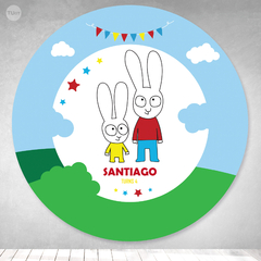 Bunting banner circular digital imprimible round backdrop deco circle simon el conejo tukit - comprar online