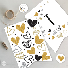 Kit imprimible corazones glitter dorado negro tukit en internet