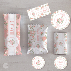 Kit imprimible flores flor salmon candy bar - comprar online