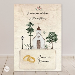 Tarjeton y envoltorio chocolatin imprimible boda casamiento beige tukit