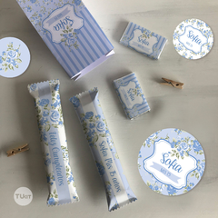 kit imprimible flores azules, shabby chic party bundle, florcitas, textura, cumpleaños, party