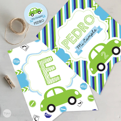 Kit imprimible autos verdes etiquetas candy bar tukit en internet