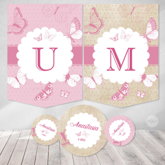 Kit imprimible mariposas rosas vintage candy bar tukit - TuKit