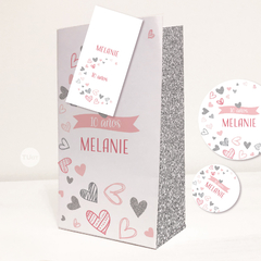 Kit imprimible corazones glitter rosa plata tukit - TuKit