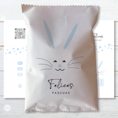 Chips bags bolsita golosinera imprimible felices pascuas conejo carita tukit