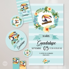 Kit imprimible tucanes toucans aves birds candy bar tukit - tienda online