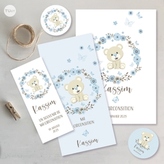 Kit imprimible oso osito flores celestes tukit - tienda online