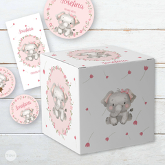 kit imprimible elefante bebe, moño rosa, flores rosas, cumpleaños elefante bebe, baby shower elefante bebe