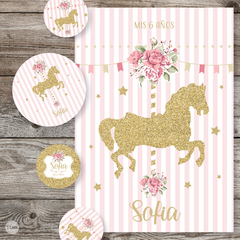 Imagen de Kit imprimible carousel calesita glitter candy bar tukit