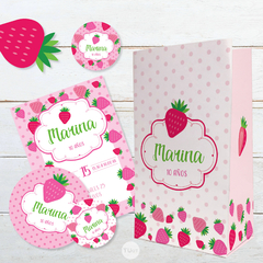 Kit imprimible frutillitas frutillas strawberry candy bar tukit - comprar online