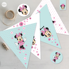 Kit imprimible minnie rosa verde candy bar tukit