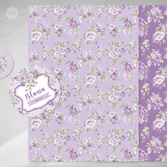 Kit imprimible flores violetas shabby chic tukit - comprar online