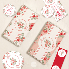 Kit imprimible shabby chic flor roja candy bar tukit en internet