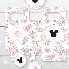 Kit imprimible minnie florcitas rosas candy bar tukit - comprar online