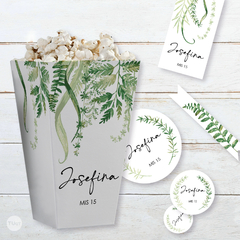 Kit imprimible hojas verdes forest floral leaves green candy bar tukit - comprar online