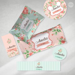 Kit imprimible flores verde salmon candy bar en internet