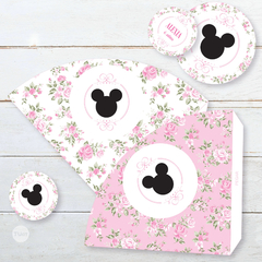 Kit imprimible minnie florcitas rosas candy bar tukit en internet