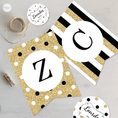 Kit imprimible glitter dorado negro candy bar tukit en internet