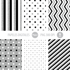 Papeles digitales imprimibles glitter dorado y plata tukit - comprar online