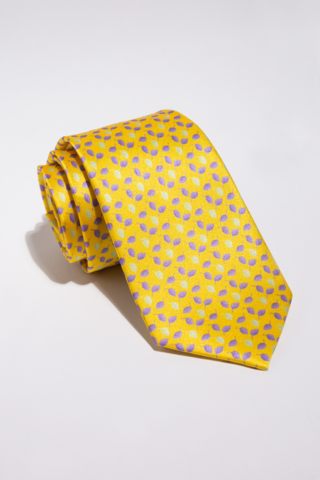 LEAVES - YELLOW - SILK PRINTED PREMIUM NECKTIES 7 CM