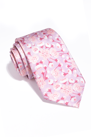 CHERRY BLOSSOM - PINK - SILK PRINTED PREMIUM NECKTIES 7 CM