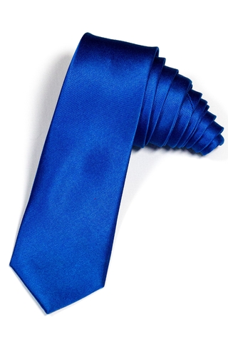 PREMIUM SOLID SLIM NECKTIES - Corbata angosta Lisa de Seda Natural - AZUL FRANCIA