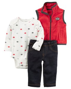 Talle: 6 Meses Carter's - Set de 3 Piezas Chaleco Polar / Microfleece