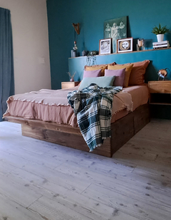 Cama Japonesa Cajonera con respaldo madera sustentable pallet reciclado en internet