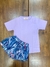 Conjunto Pijama Short Estampado y Remera Manga Corta Lisa Teens