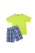 Conjunto Pijama Bermuda Escocesa y Remera Manga Corta Lisa Teens