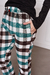 Conjunto de Pijama dos Piezas Pantalón Escocés y Remera Manga Larga con Bolsillo en el Pecho Mujer