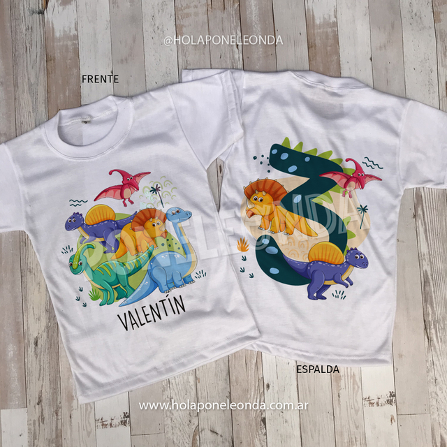 Remera Cumpleanos Dinosaurios Personalizada para Ninos
