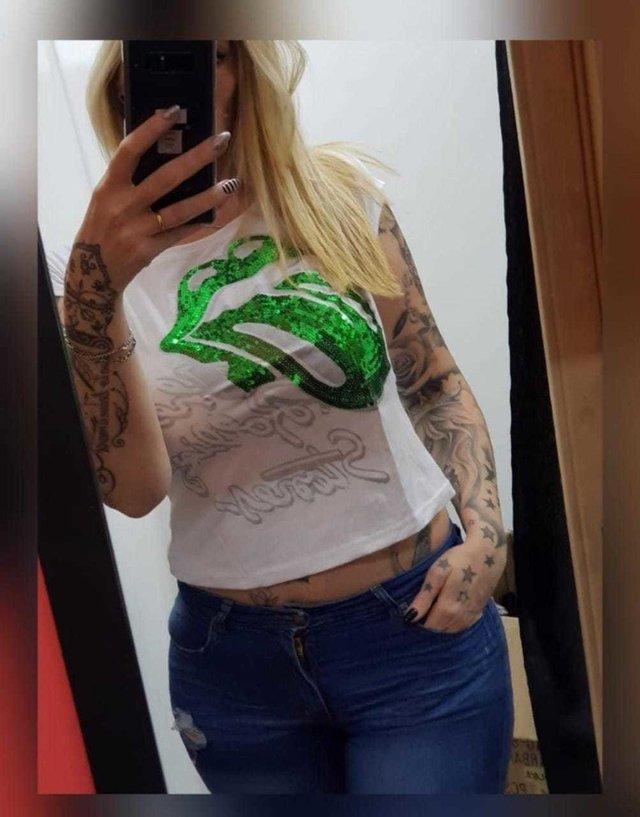 Remera Lengua Rolling Stones Lentejuelas