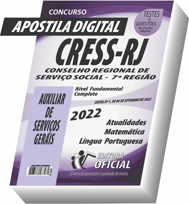 Apostila CRESS RJ - AUXILIAR de SERVIÇOS GERAIS - Teoria + 8.000 Exercícios  - Concurso 2022