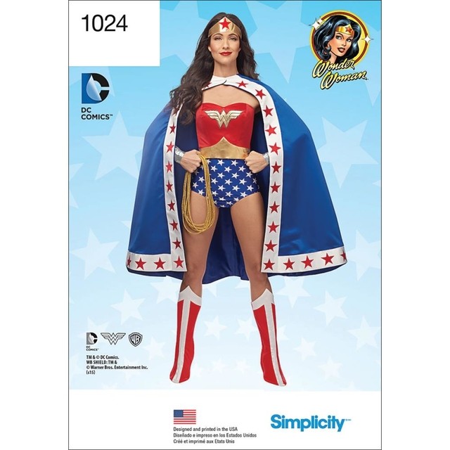 Set de Moldes Completo para disfraz adulto de Wonder Woman Simplicity talle  USA 14/22 EU 40/48