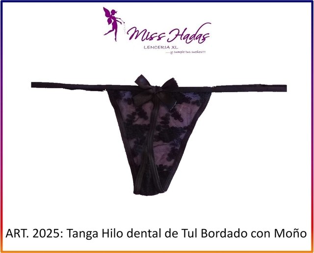 ART. 2026: Tanga de Tul bordado Hilo Dental con detalle de Moño