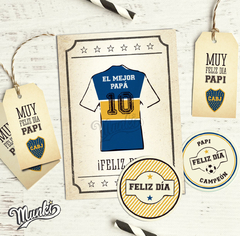 kit imprimible futbol boca día del padre regalo desayuno personalizado