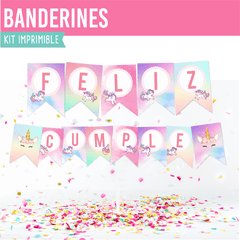 KIT IMPRIMIBLE - BANDERINES UNICORNIO - en internet