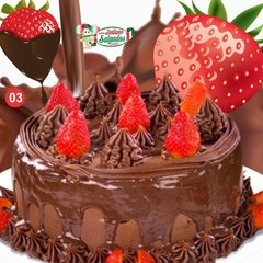 Torta Bolo Chocolate com Morango aniversário Goiânia