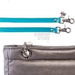 Bolsa Sundar Estaño c/asas Aqua Charol