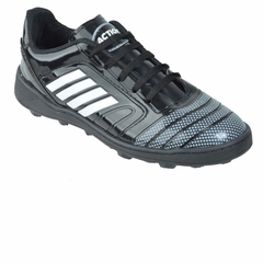 Botines Futbol Negro Rayas Blancas Action Team (10201) - AL COSTO CALZADO