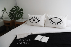 Fundas de Almohada Blanco Eyes Negro - comprar online