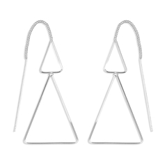 Brinco Passante Triângulos Duplos - Prata 925