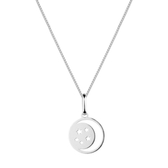 colar pingente círculo chapado com lua e estrela em prata 925