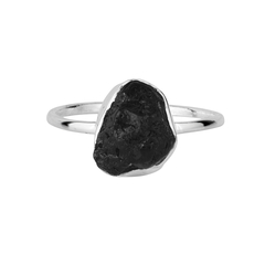 Anel Pedra Turmalina Negra Bruta Envolto - Prata 925 - comprar online