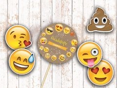 Imagen de Kit Cumpleaños Emoji/Emoticon Rústico. Imprimibles Personalizables