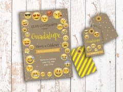 Kit Cumpleaños Emoji/Emoticon Rústico. Imprimibles Personalizables en internet